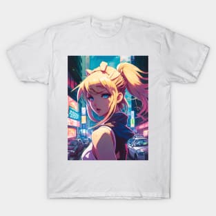 Anime Downtown Beauty: Blonde Girl T-Shirt